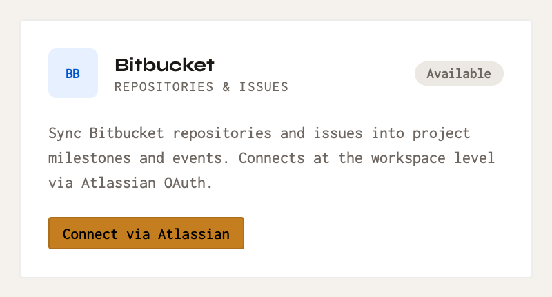 Connecting Bitbucket from Workspace Settings.