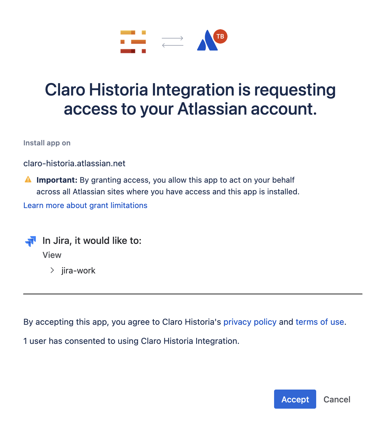 Atlassian's consent screen.