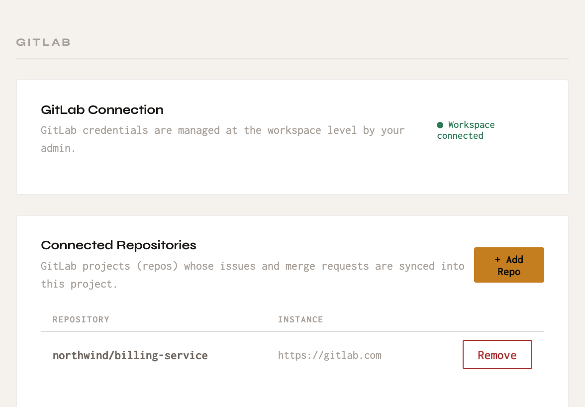 Adding GitLab projects to a project.