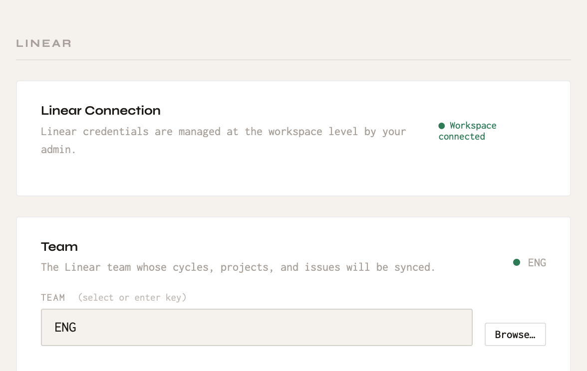 Choosing a Linear team for a project.